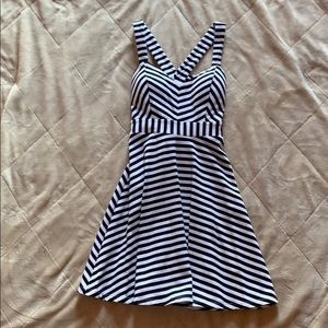 Black and white striped dress